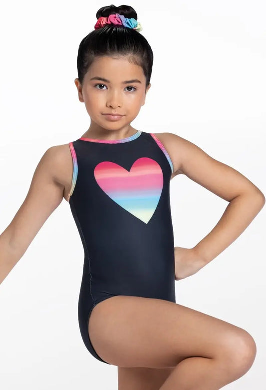 NEW Gymnastics Leotard Balera Pastel Heart Small Child Tumbling Acro
