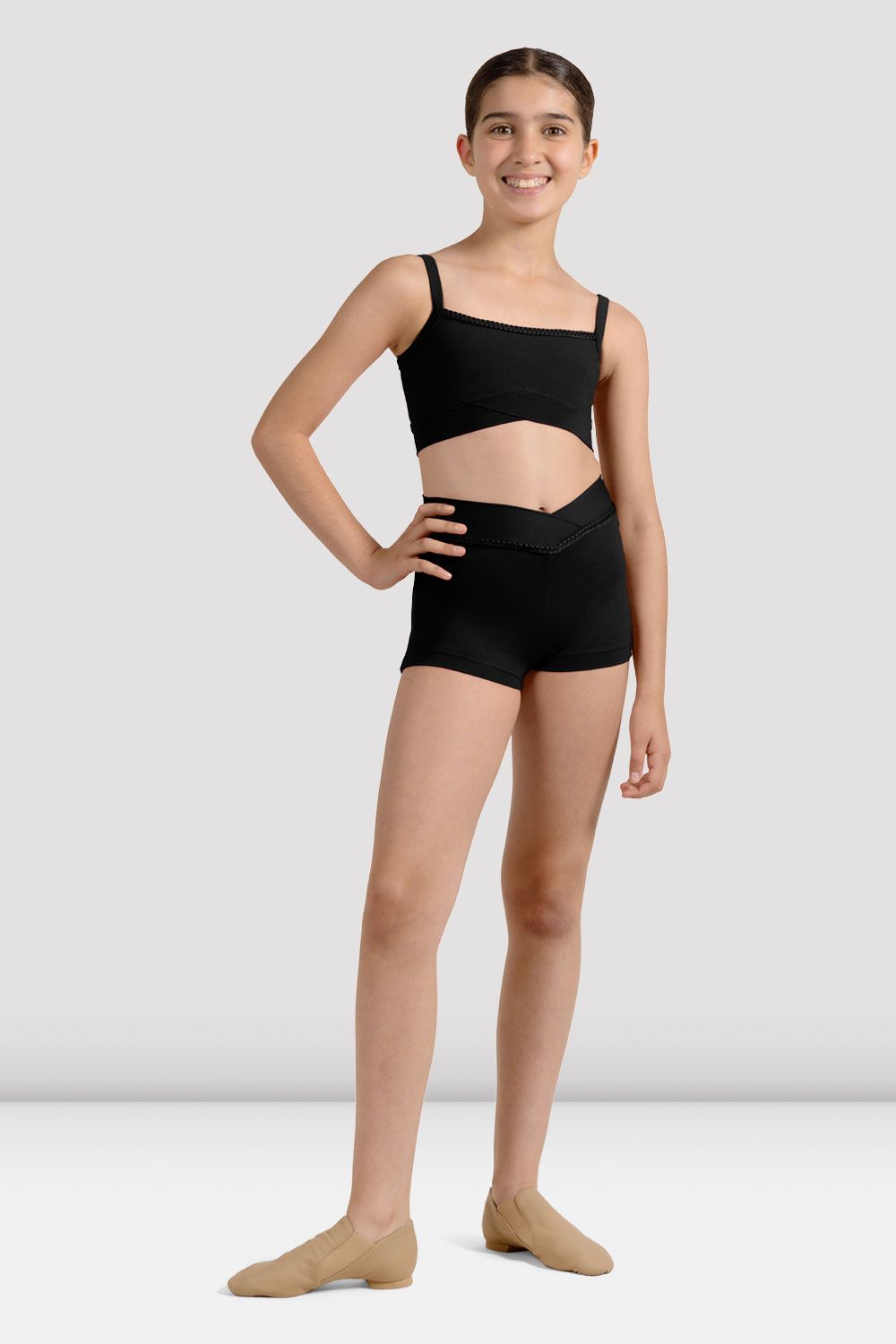 Pre-Owned Crop Top Bloch Sports Bra Black Large Child 12 Keyhole Back