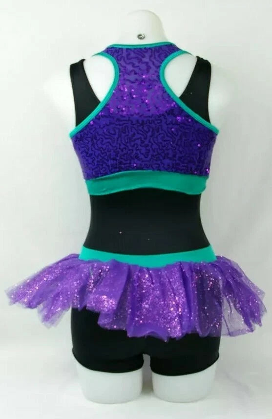 Pre-Owned Costume Medium Child Purple Weissman 6844 D25-516 Jazz Tap Hip Hop Glitter Sequin Tutu (Copy)