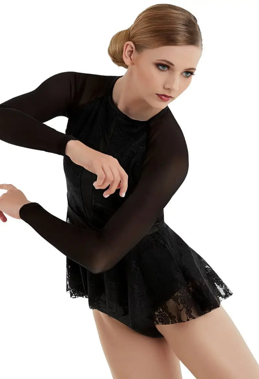 Pre-Owned Costume Top Balera SL10458 Black Medium Adult Lace Peplum Jazz Contemporary