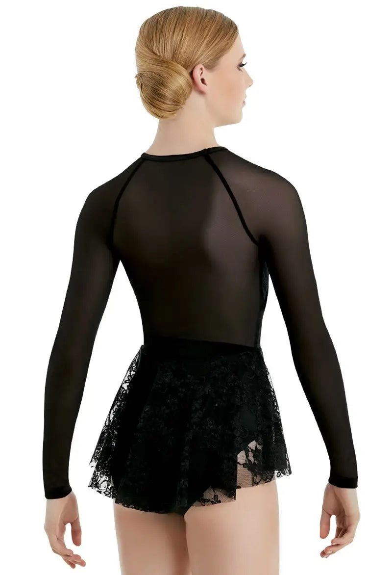 Pre-Owned Costume Top Balera SL10458 Black Medium Adult Lace Peplum Jazz Contemporary