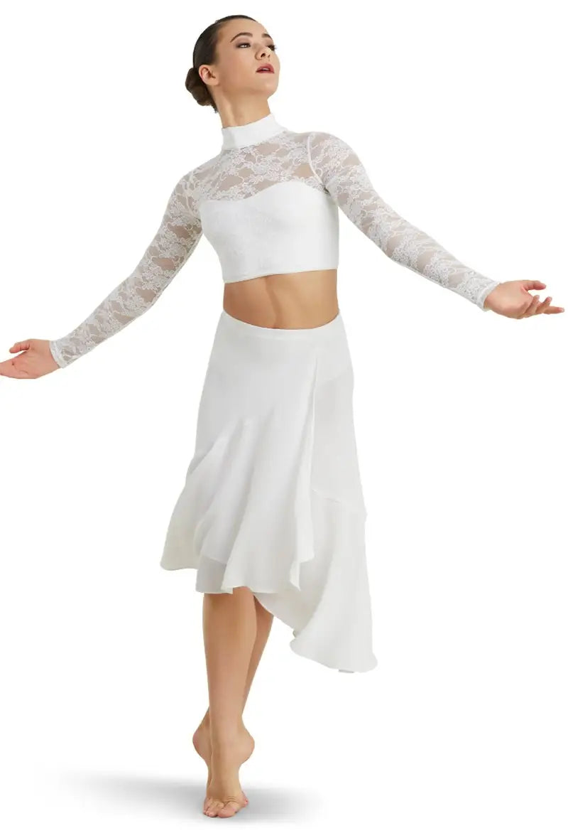 Pre-Owned Costume Crop Top Weissman SL10911 Small Adult White Lace Contemporary Jazz