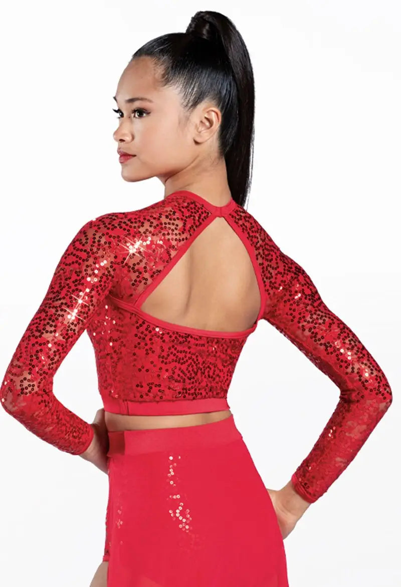Pre-Owned Costume Crop Top Lace Sequin Red XS Adult Lace SequinBalera SL12740
