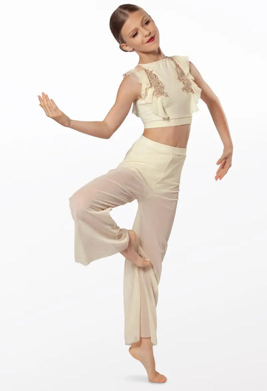 Pre-Owned Costume Intermediate Child Ivory Weissman SM12283 Lyrical Contemporary 2 pc Rhinestones Mesh