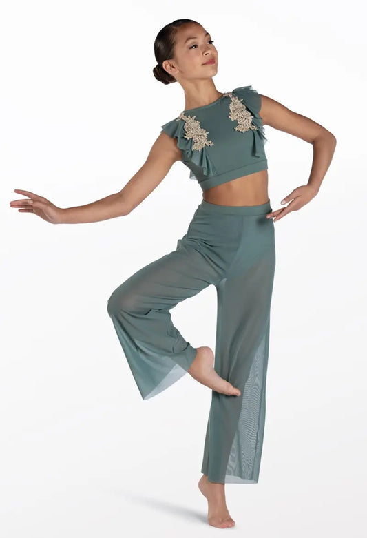 Pre-Owned Costume Small Adult Green Weissman SM12283 Lyrical Contemporary 2 pc Rhinestones Mesh