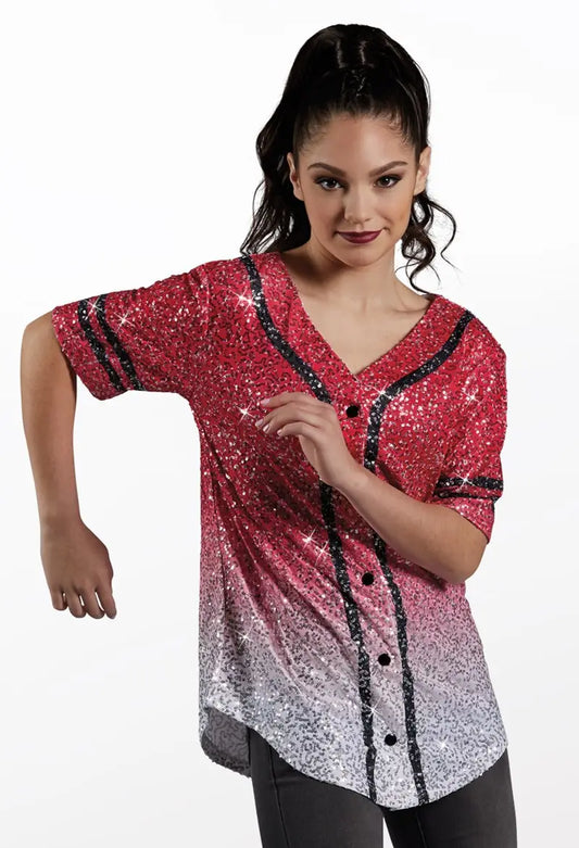 Pre-Owned Costume Top Small Adult Red Balera SQ11774 Hip Hop Baseball Sequin Tap