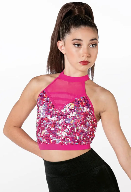 Pre-Owned Costume Medium Adult Pink Weissman SQ13201/14565 Jazz Tap Clogging 2 pc Sequin Pants