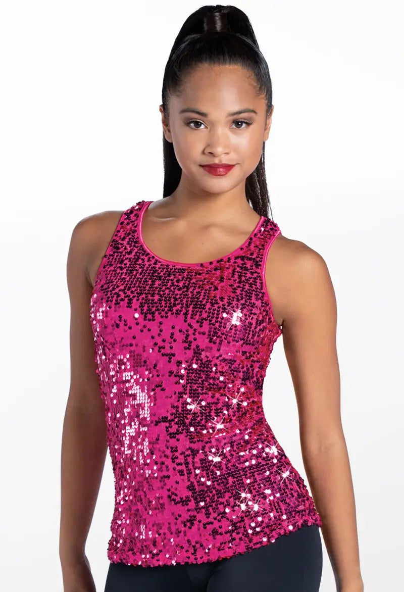 Pre-Owned Costume Sequin Top Balera SQ9555 XL Adult Pink Jazz Tap Clogging