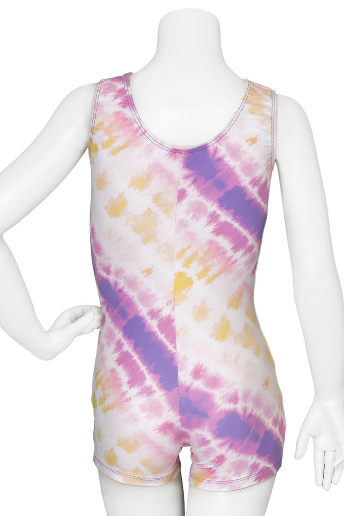 NEW Leotard Biketard Destira Child XL 12-14 Sunrise Tie Dye Tank Tumbling Acro