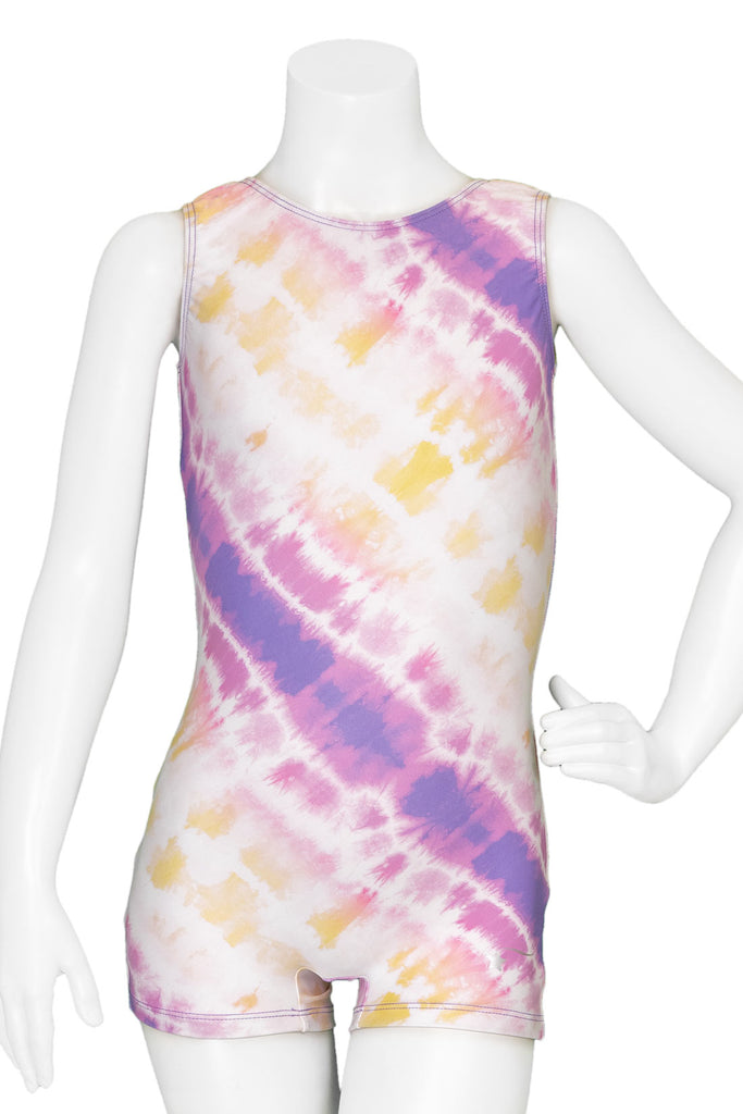 NEW Leotard Biketard Destira Child XL 12-14 Sunrise Tie Dye Tank Tumbling Acro
