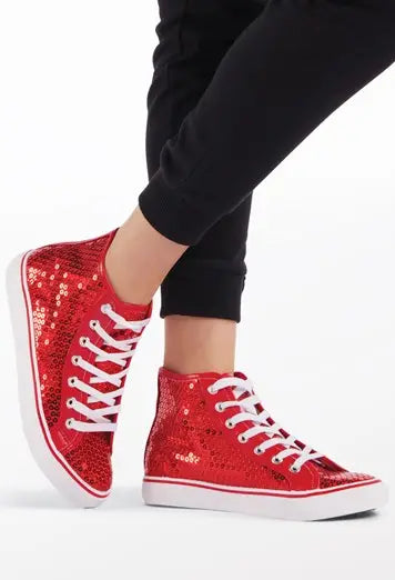 Shoes Hip Hop Balera WL6034 High Top Sequin Red 8M